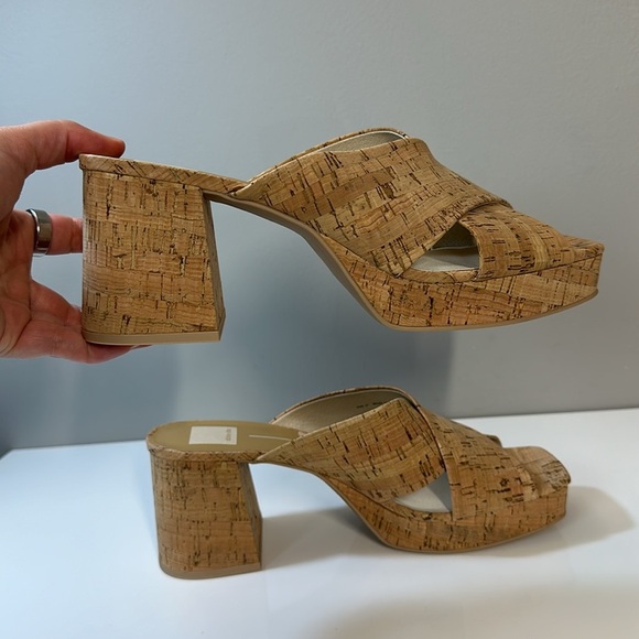 Dolce Vita Martin Cork Square Toe Slides Heeled Sandals Size 11 - Picture 14 of 15